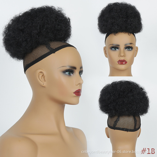 Afro Synthetic Puff Curly Hair Drawstring Ponytail Hair Extension Chignon  hair Puff Bun Kinky Afro Bun Hairpiece